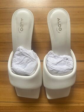 ALDO Aneka Heeled Mule, Block Heel in White | Size 9